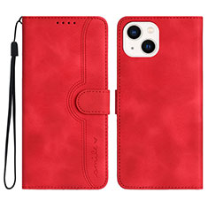 Funda de Cuero Cartera con Soporte Carcasa YX2 para Apple iPhone 15 Rojo Rosa