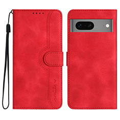 Funda de Cuero Cartera con Soporte Carcasa YX2 para Google Pixel 7 5G Rojo