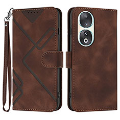 Funda de Cuero Cartera con Soporte Carcasa YX2 para Huawei Honor 90 5G Marron