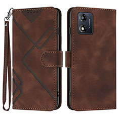 Funda de Cuero Cartera con Soporte Carcasa YX2 para Motorola Moto E13 Marron