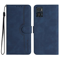 Funda de Cuero Cartera con Soporte Carcasa YX2 para Motorola Moto E22 Azul