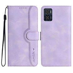 Funda de Cuero Cartera con Soporte Carcasa YX2 para Motorola Moto E22 Morado