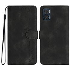 Funda de Cuero Cartera con Soporte Carcasa YX2 para Motorola Moto E22 Negro