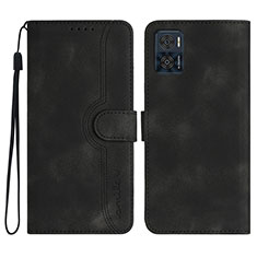 Funda de Cuero Cartera con Soporte Carcasa YX2 para Motorola Moto E22i Negro