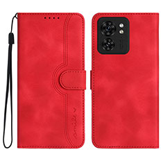 Funda de Cuero Cartera con Soporte Carcasa YX2 para Motorola Moto Edge 40 5G Rojo