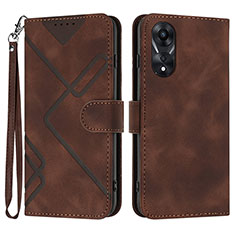 Funda de Cuero Cartera con Soporte Carcasa YX2 para Oppo A18 Marron