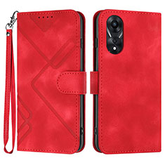 Funda de Cuero Cartera con Soporte Carcasa YX2 para Oppo A18 Rojo