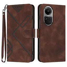 Funda de Cuero Cartera con Soporte Carcasa YX2 para Oppo Reno10 5G Marron