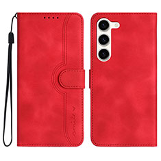 Funda de Cuero Cartera con Soporte Carcasa YX2 para Samsung Galaxy S22 Plus 5G Rojo