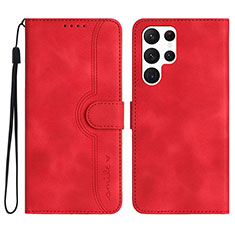 Funda de Cuero Cartera con Soporte Carcasa YX2 para Samsung Galaxy S24 Ultra 5G Rojo