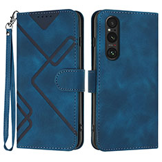 Funda de Cuero Cartera con Soporte Carcasa YX2 para Sony Xperia 1 V Azul