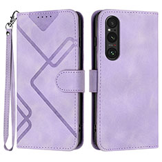 Funda de Cuero Cartera con Soporte Carcasa YX2 para Sony Xperia 1 V Morado