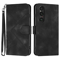 Funda de Cuero Cartera con Soporte Carcasa YX2 para Sony Xperia 1 V Negro