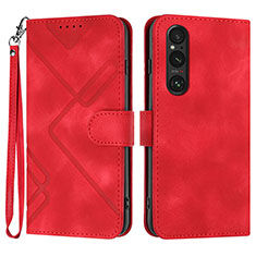 Funda de Cuero Cartera con Soporte Carcasa YX2 para Sony Xperia 1 V Rojo