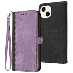 Funda de Cuero Cartera con Soporte Carcasa YX3 para Apple iPhone 15 Plus Morado