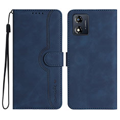 Funda de Cuero Cartera con Soporte Carcasa YX3 para Motorola Moto E13 Azul