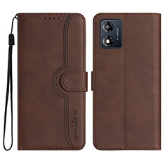 Funda de Cuero Cartera con Soporte Carcasa YX3 para Motorola Moto E13 Marron