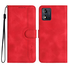 Funda de Cuero Cartera con Soporte Carcasa YX3 para Motorola Moto E13 Rojo