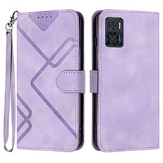 Funda de Cuero Cartera con Soporte Carcasa YX3 para Motorola Moto E22 Morado