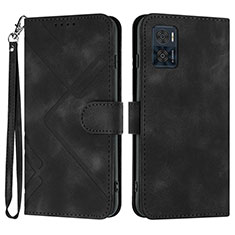 Funda de Cuero Cartera con Soporte Carcasa YX3 para Motorola Moto E22 Negro