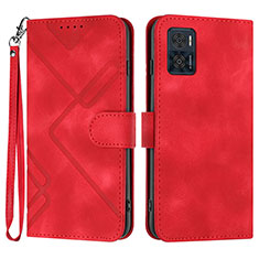 Funda de Cuero Cartera con Soporte Carcasa YX3 para Motorola Moto E22i Rojo