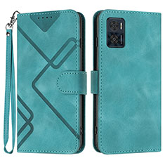 Funda de Cuero Cartera con Soporte Carcasa YX3 para Motorola Moto E22i Verde