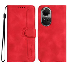 Funda de Cuero Cartera con Soporte Carcasa YX3 para Oppo Reno10 5G Rojo