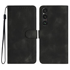 Funda de Cuero Cartera con Soporte Carcasa YX3 para Sony Xperia 1 V Negro