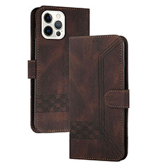 Funda de Cuero Cartera con Soporte Carcasa YX4 para Apple iPhone 13 Pro Max Marron