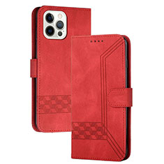 Funda de Cuero Cartera con Soporte Carcasa YX4 para Apple iPhone 13 Pro Max Rojo