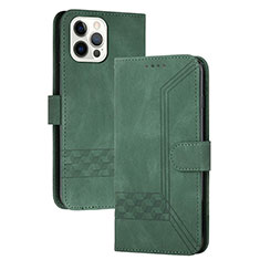 Funda de Cuero Cartera con Soporte Carcasa YX4 para Apple iPhone 13 Pro Verde