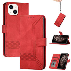 Funda de Cuero Cartera con Soporte Carcasa YX4 para Apple iPhone 13 Rojo