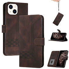 Funda de Cuero Cartera con Soporte Carcasa YX4 para Apple iPhone 14 Plus Marron