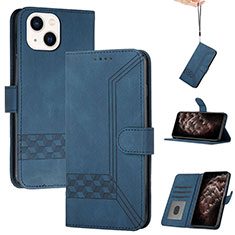 Funda de Cuero Cartera con Soporte Carcasa YX4 para Apple iPhone 15 Azul