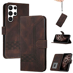 Funda de Cuero Cartera con Soporte Carcasa YX4 para Samsung Galaxy S22 Ultra 5G Marron