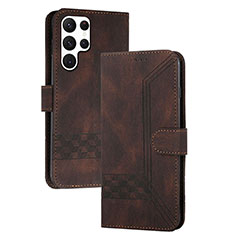 Funda de Cuero Cartera con Soporte Carcasa YX4 para Samsung Galaxy S24 Ultra 5G Marron