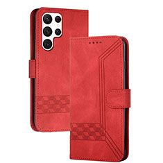 Funda de Cuero Cartera con Soporte Carcasa YX4 para Samsung Galaxy S24 Ultra 5G Rojo