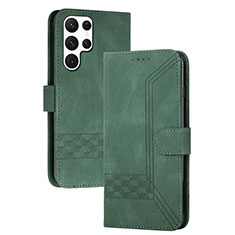 Funda de Cuero Cartera con Soporte Carcasa YX4 para Samsung Galaxy S24 Ultra 5G Verde