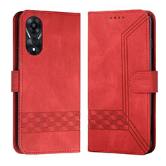 Funda de Cuero Cartera con Soporte Carcasa YX5 para Oppo A18 Rojo