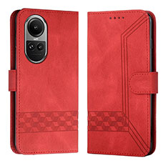 Funda de Cuero Cartera con Soporte Carcasa YX5 para Oppo Reno10 Pro 5G Rojo