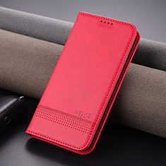 Funda de Cuero Cartera con Soporte Carcasa YZ1 para Apple iPhone 16 Pro Max Rosa Roja