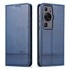 Funda de Cuero Cartera con Soporte Carcasa YZ1 para Huawei P60 Azul