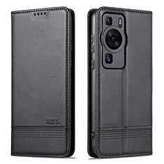 Funda de Cuero Cartera con Soporte Carcasa YZ1 para Huawei P60 Pro Negro