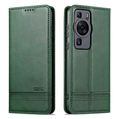 Funda de Cuero Cartera con Soporte Carcasa YZ1 para Huawei P60 Verde