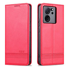 Funda de Cuero Cartera con Soporte Carcasa YZ1 para Xiaomi Mi 13T 5G Rosa Roja