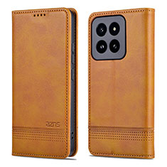 Funda de Cuero Cartera con Soporte Carcasa YZ1 para Xiaomi Mi 14 5G Marron Claro