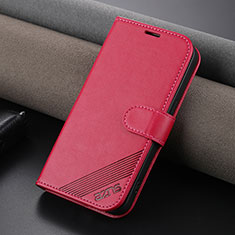 Funda de Cuero Cartera con Soporte Carcasa YZ3 para Apple iPhone 15 Pro Max Rosa Roja