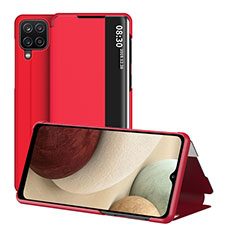Funda de Cuero Cartera con Soporte Carcasa ZL2 para Samsung Galaxy A12 Rojo