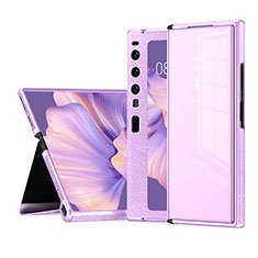 Funda de Cuero Cartera con Soporte Carcasa ZL3 para Huawei Mate Xs 2 Morado