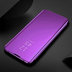 Funda de Cuero Cartera con Soporte Espejo Carcasa L01 para Apple iPhone 14 Pro Morado